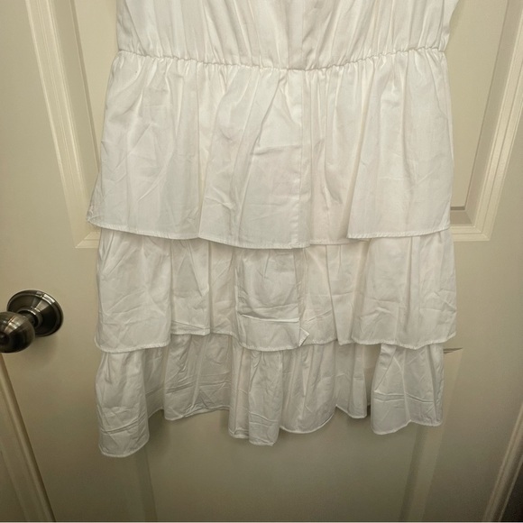 A New Day Mini Dress White Ruffle Multi Tiered Flutter Short Sleeve - Picture 9 of 17